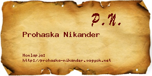Prohaska Nikander névjegykártya